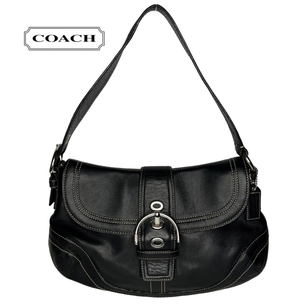 Coach | Y2K Black Leather Soho FlapShoulder Bag Purse w/ Buckle F10910